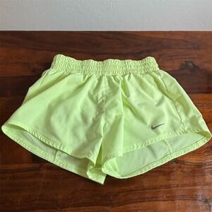 Nike One Dri-FIT Womens 2-in-1 Running Shorts‎ Volt Yellow Size XS Lined